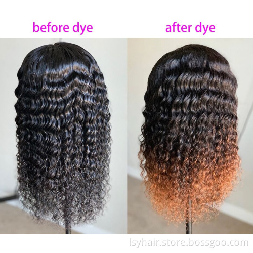 Deep Wave  Lace Front Wig 100%  Raw Human Hair , Gluesless Deep Wave Lace Front Wigs With Elastic Band Wigs For African American